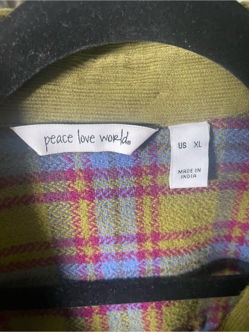 Peace Love World Plaid Button-Down Shirt Jacket- NWOT - Picture 2 of 11